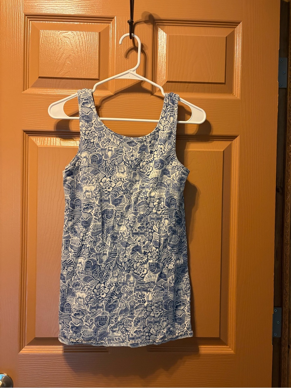 Blue & White Floral Tank Top